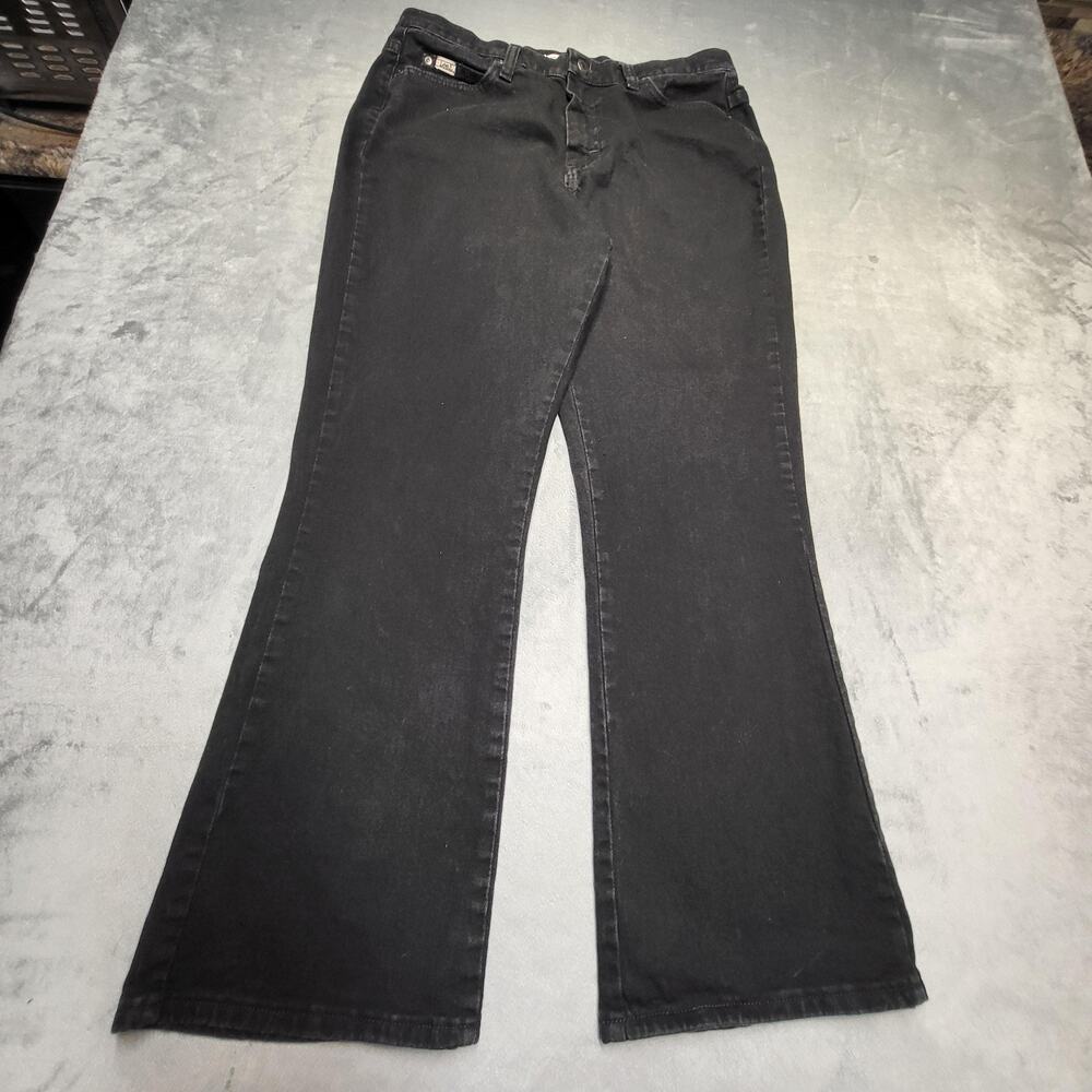 Lee Jeans Womens 12 Short Black Bootcut Relaxed Stretch Charcoal Wash Pockets